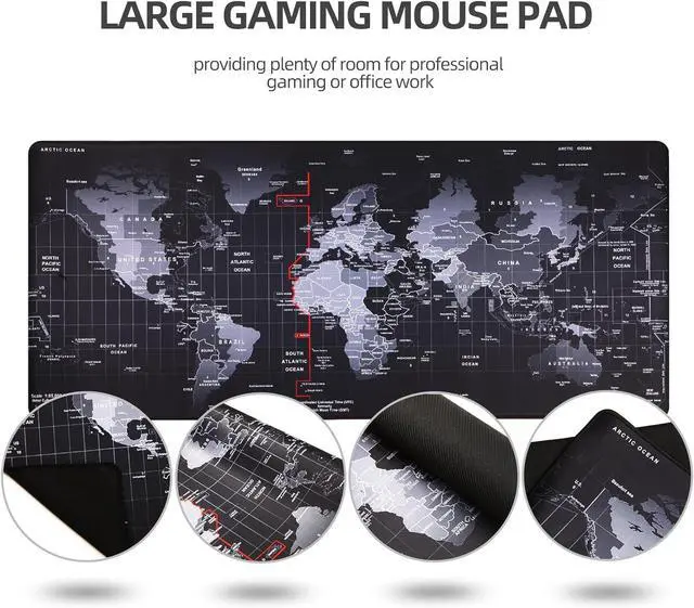 Alt view image 5 of 6 - Large Gaming Mouse Pad with Stitched Edges [35.4x15.7In] Extended Mouse Pad with Non-Slip Natural Rubber Base for Gamer/Desktop/Office/Home 90x40 MapJ