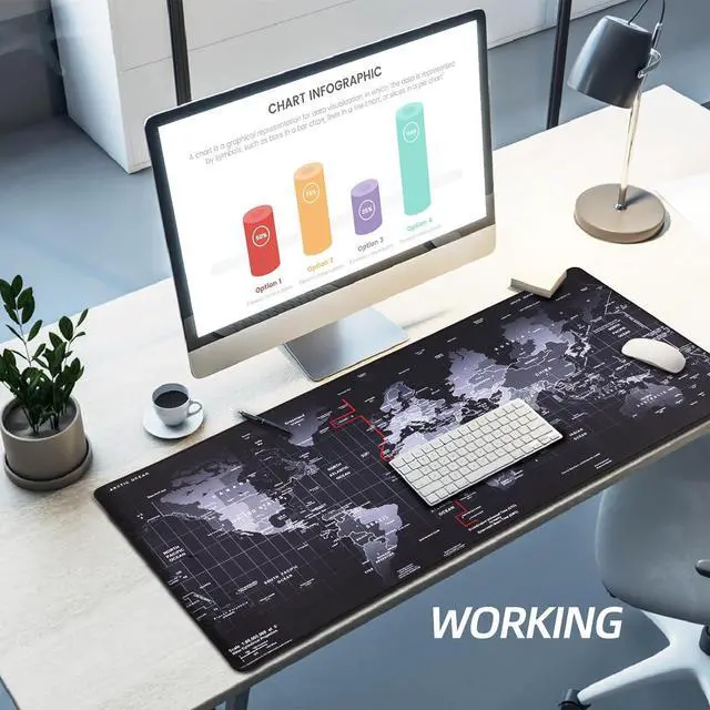 Alt view image 6 of 6 - Large Gaming Mouse Pad with Stitched Edges [35.4x15.7In] Extended Mouse Pad with Non-Slip Natural Rubber Base for Gamer/Desktop/Office/Home 90x40 MapJ