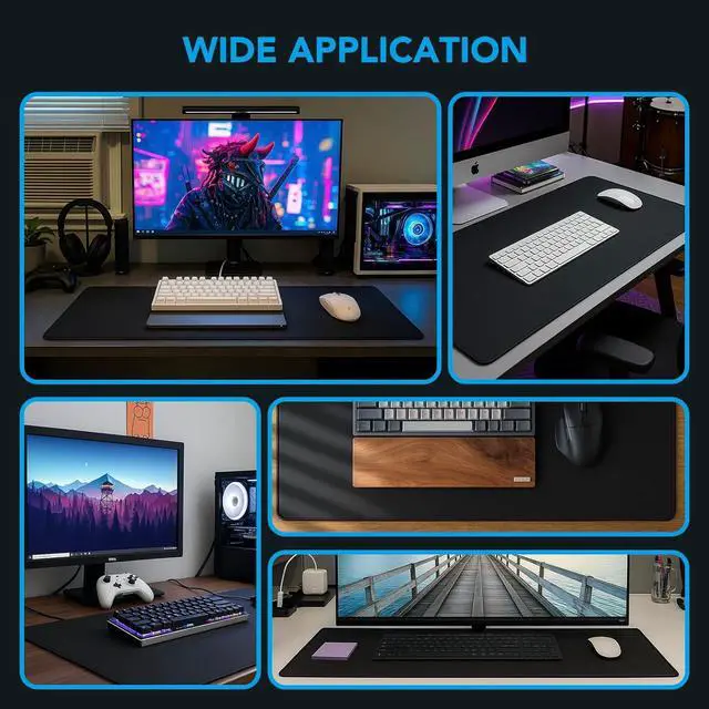 Alt view image 7 of 7 - Large Mouse Pad Desk Mat with Non-Slip Rubber Base Waterproof Gaming Mousepad with Stitched Edges XXL Computer Long Keyboard Mouse Mat for Gamer Office & Home 31.5 x 15.7 Black