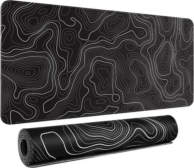 Main image of Gaming Mouse Pad Black Desk Mat Black Extended Mouse Mat XXL Extra Large Mouse Pad for Desk 35.4x15.7in Mousepad with Stitched Edges Non-Slip Rubber Base Waterproof Computer Keyboard Pad