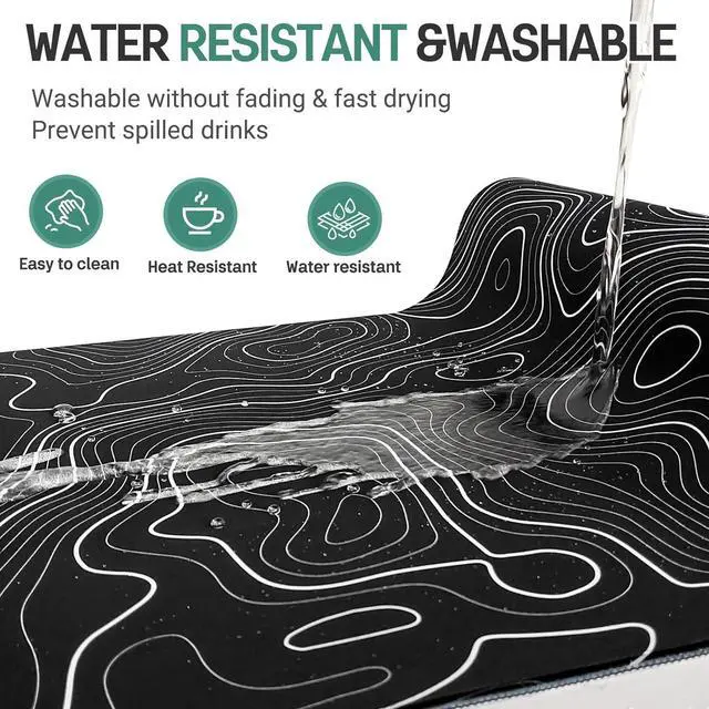 Alt view image 3 of 7 - Gaming Mouse Pad Black Desk Mat Black Extended Mouse Mat XXL Extra Large Mouse Pad for Desk 35.4x15.7in Mousepad with Stitched Edges Non-Slip Rubber Base Waterproof Computer Keyboard Pad