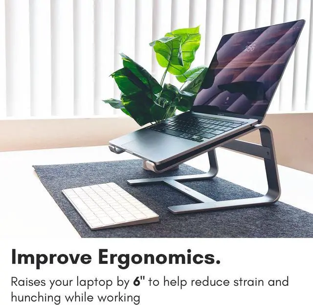 Alt view image 3 of 7 - Aluminum Laptop Stand for Desk - Works with All MacBook/Pro/Air & Laptops Between 10 to 17.3 - Sleek and Sturdy Laptop Riser - (ASTANDSG) Space Gray