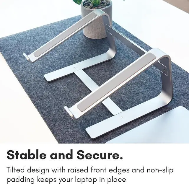 Alt view image 2 of 7 - Aluminum Laptop Stand for Desk - Works with All MacBook/Pro/Air & Laptops Between 10 to 17.3 - Sleek and Sturdy Laptop Riser - (ASTANDSG) Space Gray