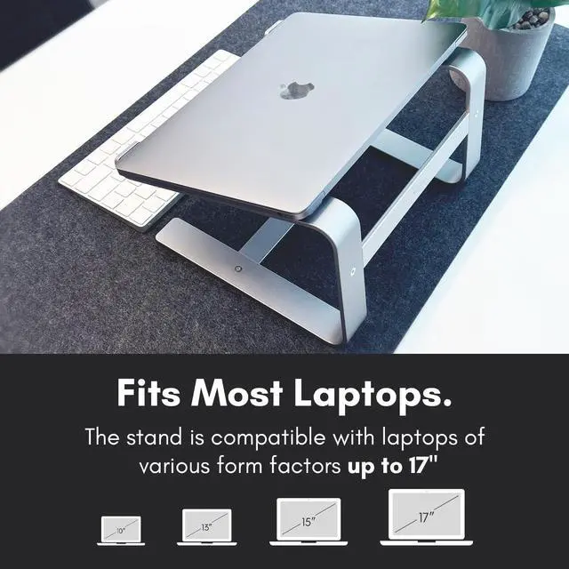 Alt view image 4 of 7 - Aluminum Laptop Stand for Desk - Works with All MacBook/Pro/Air & Laptops Between 10 to 17.3 - Sleek and Sturdy Laptop Riser - (ASTANDSG) Space Gray