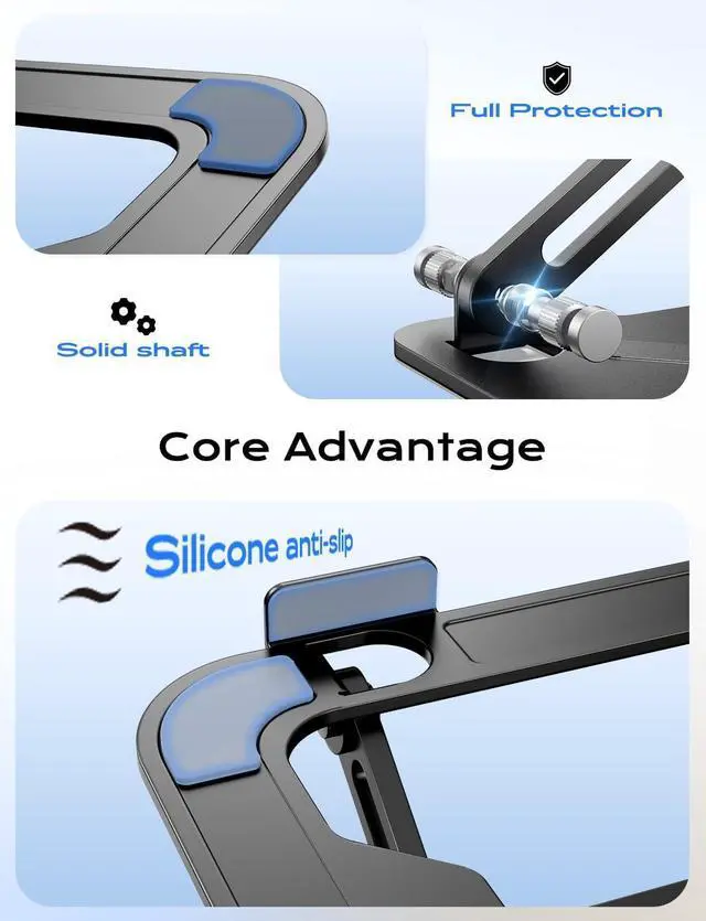 Alt view image 7 of 7 - Foldable Laptop Stand for Desk Adjustable Height Ergonomic Computer Stand Portable Laptop Riser for MacBook Air Pro All 10-16 Notebooks Laptops Space Black