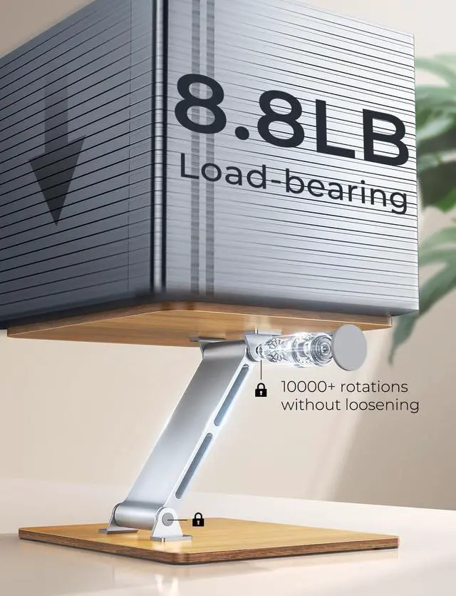 Alt view image 5 of 7 - Wood + Aluminum Laptop Stand Adjustable Height Ergonomic Laptop Riser Holder Mount Portable Computer Notebook Stand for Desk Compatible with MacBook Pro/Air HP  10-16 (Walnut Grain)