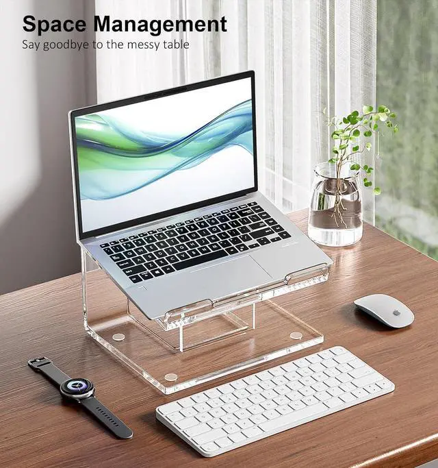 Alt view image 6 of 7 - Acrylic Laptop Stand for Desk Laptop Riser for 10-17.3 Inch Laptops Ergonomic Computer Stand Holder Compatible with Macbooks and Notebooks- Clear