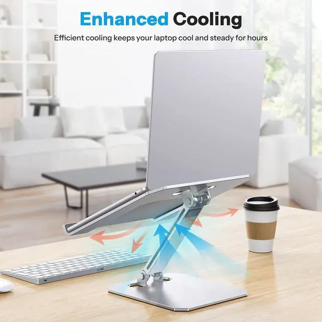 Alt view image 5 of 7 - Laptop Stand for Desk Ergonomic Adjustable Computer Stand Aluminum Portable Desktop Laptop Riser Holder for MacBook Air Pro  HP and All Tablets Up to 15.6 Glossy Silver