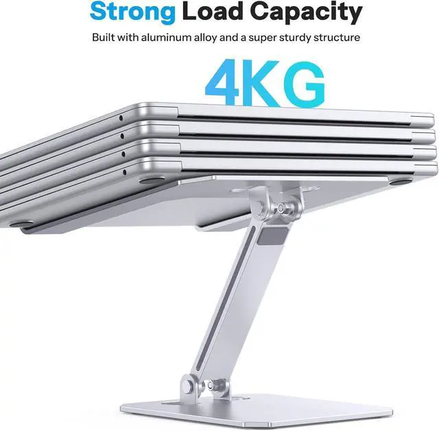 Alt view image 7 of 7 - Laptop Stand for Desk Ergonomic Adjustable Computer Stand Aluminum Portable Desktop Laptop Riser Holder for MacBook Air Pro  HP and All Tablets Up to 15.6 Glossy Silver