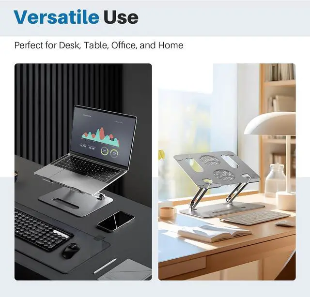 Alt view image 5 of 7 - Adjustable Laptop Cooling Stand with 2 Quiet Fans & RGB Lighting Aluminum Alloy & Foldable Ergonomic Design for MacBook    10-16 Inch Perfect for Gaming DJ Office - Gray