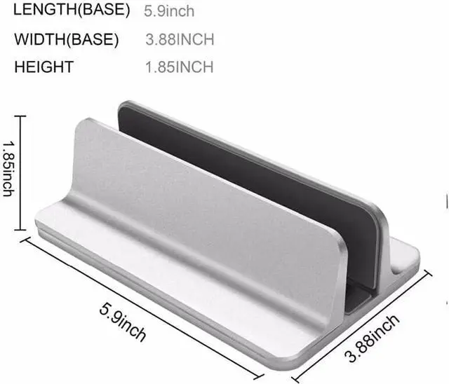 Alt view image 3 of 7 - Vertical Laptop Stand Holder Desktop Aluminum Notebook Stand with Adjustable Dock Size(Up to 17.3 inch) Compatible with All /MacBook Pro/Air  Hp Surface iPad Gaming Laptops(Silver)