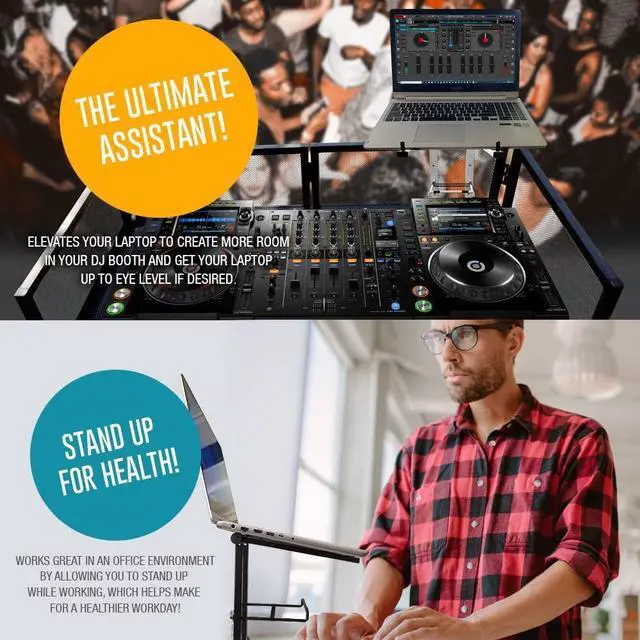 Alt view image 6 of 7 - DJ Laptop Stand with Travel Bag | Portable Foldable Aluminum Laptop Stand for Laptops up to 15 inches and 20lbs | No Assembly Required Includes Carrying Bag