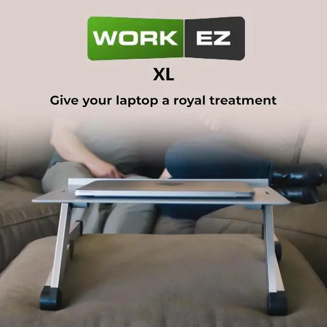 Alt view image 2 of 7 - WorkEZ Adjustable Laptop Stand for Desk Laptop Stand Adjustable Height Foldable Aluminum Cooling Computer Holder & Riser for Desk Bed Black XL