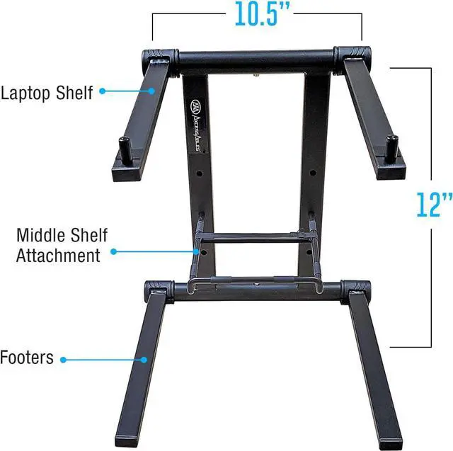 Alt view image 2 of 7 - DJ Laptop Stand with Travel Bag | Portable Foldable Aluminum Laptop Stand for Laptops up to 15 inches and 20lbs | No Assembly Required Includes Carrying Bag