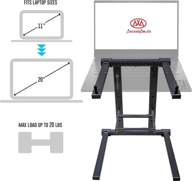Alt view image 3 of 7 - DJ Laptop Stand with Travel Bag | Portable Foldable Aluminum Laptop Stand for Laptops up to 15 inches and 20lbs | No Assembly Required Includes Carrying Bag