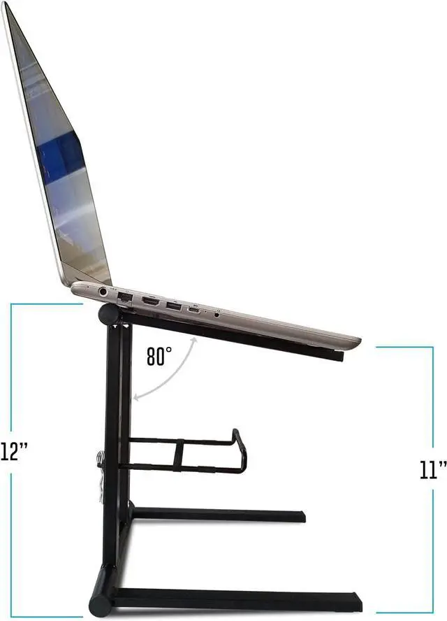 Alt view image 4 of 7 - DJ Laptop Stand with Travel Bag | Portable Foldable Aluminum Laptop Stand for Laptops up to 15 inches and 20lbs | No Assembly Required Includes Carrying Bag