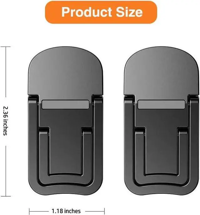 Alt view image 5 of 7 - 2PCS Zinc Alloy Mini Foldable Laptop Stand Portable Computer Keyboard Riser with 2 Adjustable Angles Self-Adhesive Invisible Notebook Stand and Keyboard Lift for Desk (Black)