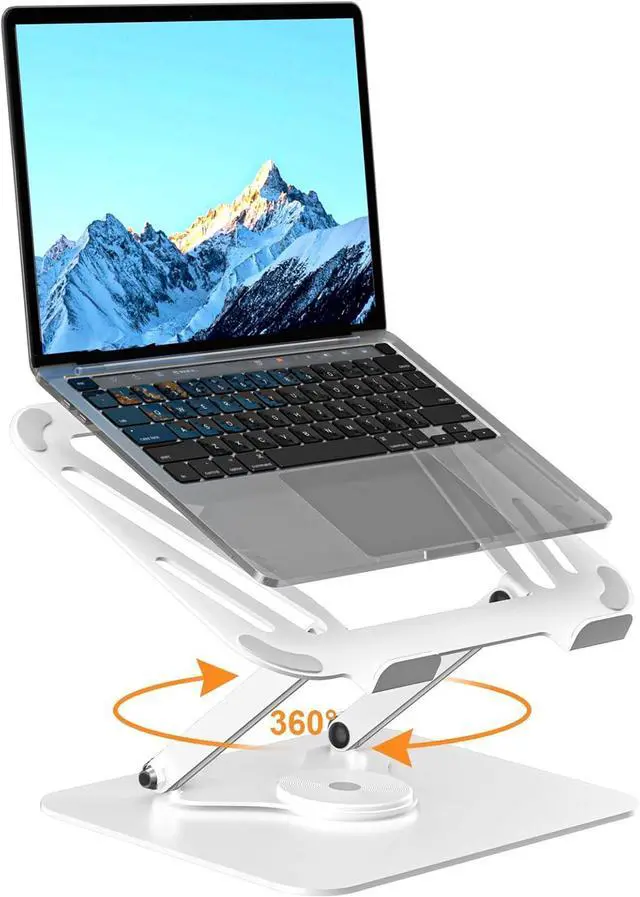 Main image of Laptop Stand for Desk Adjustable Computer Notebook Stand with 360° Rotating Base Ergonomic Laptop Riser for Collaborative Work Foldable & Portable Laptop Stand fits for 11-17 Laptops White