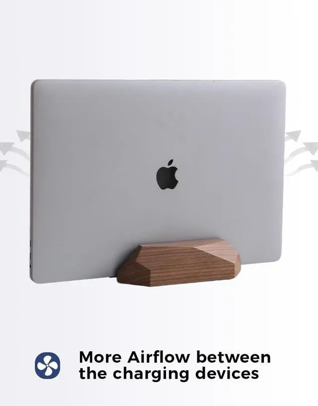 Alt view image 5 of 7 - Adjustable Vertical Laptop Stand MacBook Holder Wood Wooden Laptop Stand Vertical Laptop Holder for Desk Width Adjustable Dock Fits All MacBook/Surface Pro