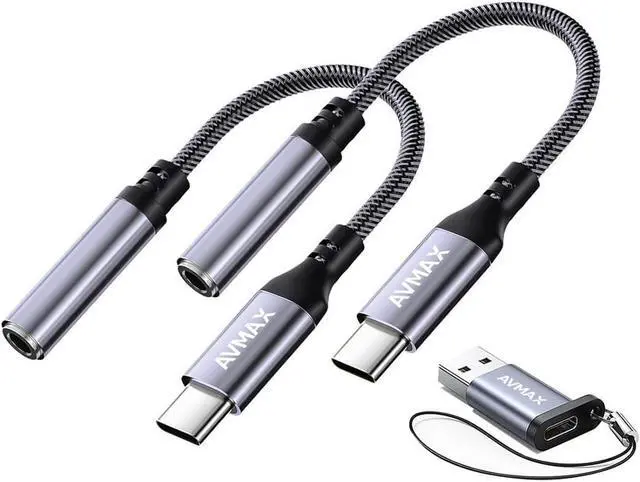 Main image of USB C to 3.5mm Audio Headphone Adapter HiFi 2 Pack Type c to Aux Female Cable for 16 15 Plus S24 S23 S22 S21 S20 and More Type c Devices