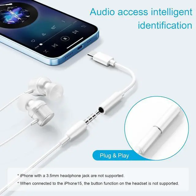 Alt view image 5 of 7 - 4PCS Type USB C to 3.5mm Female Headphone Jack Adapter USB Type C to Aux Audio Dongle Cable Cord Compatible with  S20/S20+/S20 Ultra Pixel 4/+ 4XL and More USB C Devices