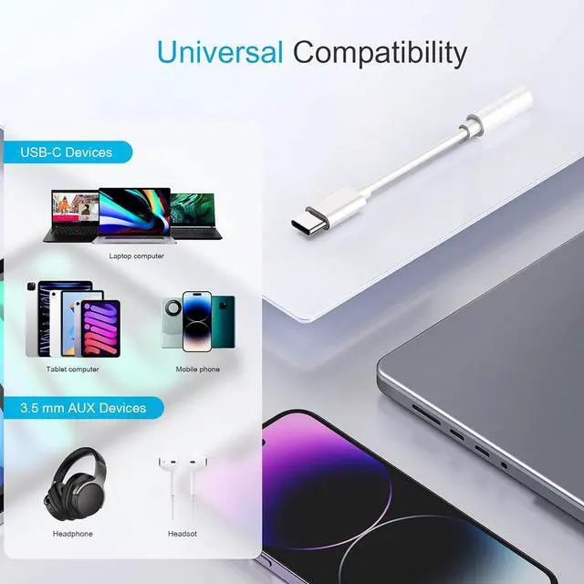 Alt view image 6 of 7 - 4PCS Type USB C to 3.5mm Female Headphone Jack Adapter USB Type C to Aux Audio Dongle Cable Cord Compatible with  S20/S20+/S20 Ultra Pixel 4/+ 4XL and More USB C Devices