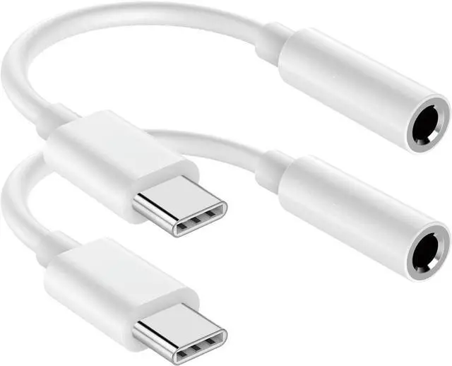 Main image of USB C to 3.5mm Audio Headphone Jack Adapter (2Pack) Aux to USB C Dongle Cord Cable Compatible with iPhone 16/15 Series/iPad Pro/ Galaxy S25 S24 S23 Ultra/Google Pixel - White