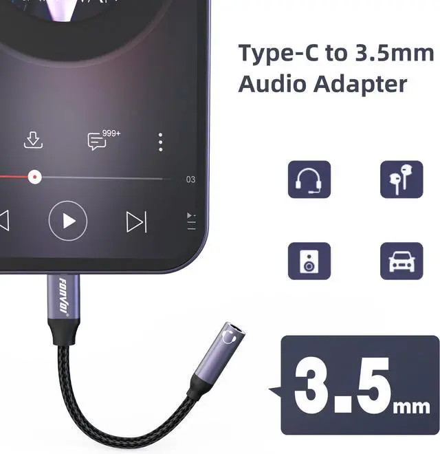 Alt view image 3 of 5 - Type C to 3.5mm Headphone Jack Adapter(2 Park) USB C to Audio AUX Cable Dongle Cord Compatible with iPhone 15 Series Pixel 4 3 2 XL  Galaxy Ultra + Note 20 S and More (Gun Grey)