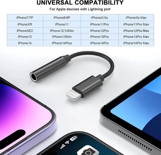 Alt view image 5 of 7 - [ MFi Certified] iPhone 3.5mm Headphone Jack Adapter 2 Pack Lightning to 3.5mm Earphones Jack Adapter Cord Dongle Aux Cable Converter Accessories Compatible with iPhone14 13 12 11/Xs/XR