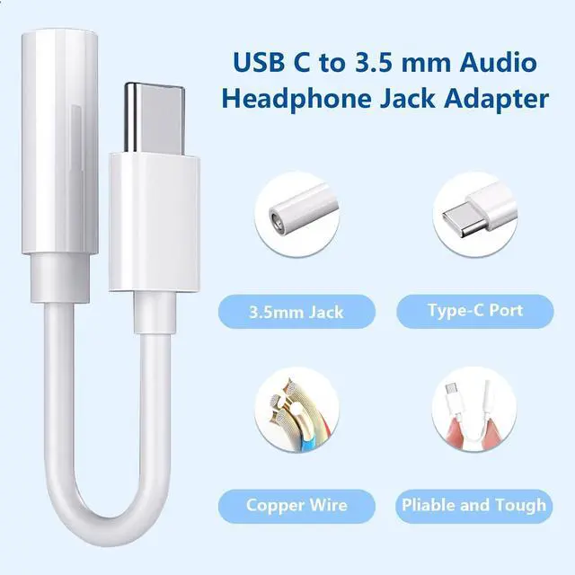 Alt view image 2 of 6 - 5 Pack USB C to 3.5mm Headphone Jack Adapter Type C Audio Aux Cable Dongle Compatible for iPhone 16/15/15 Plus/15 Pro/15 Pro Max/iPad/Pixel  Galaxy S23 S22 S21 S20 Ultra Z Flip/Note
