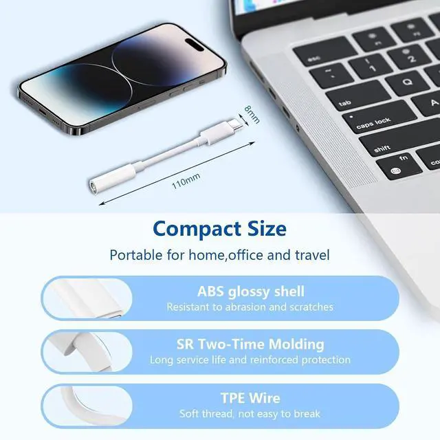 Alt view image 3 of 6 - 5 Pack USB C to 3.5mm Headphone Jack Adapter Type C Audio Aux Cable Dongle Compatible for iPhone 16/15/15 Plus/15 Pro/15 Pro Max/iPad/Pixel  Galaxy S23 S22 S21 S20 Ultra Z Flip/Note