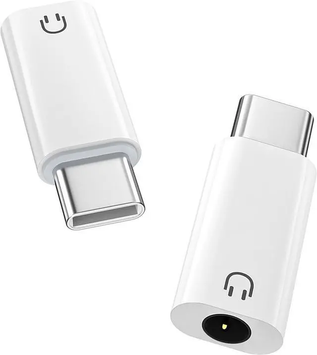 Main image of USB C to 3.5mm Audio Headphone Adapter Type C to Headphone 3.5mm Aux Jack Dongle Compatible with iPhone 16 15 Pro Max Plus Galaxy S24 S23 S22 iPad Air/Pro MacBook Pixel White