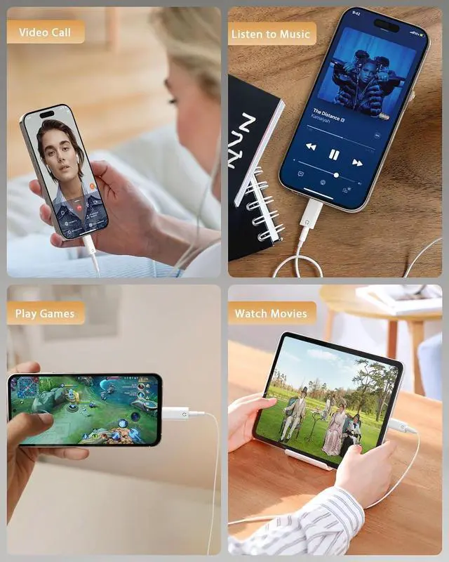 Alt view image 6 of 7 - USB C to 3.5mm Audio Headphone Adapter Type C to Headphone 3.5mm Aux Jack Dongle Compatible with iPhone 16 15 Pro Max Plus Galaxy S24 S23 S22 iPad Air/Pro MacBook Pixel White