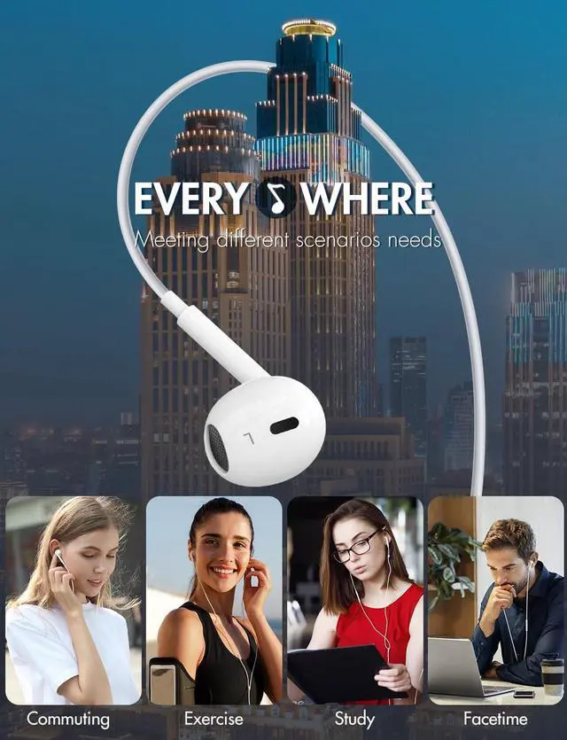 Alt view image 7 of 7 - USB C Headphones Ultra Clear Calls & no Noise Earbuds Wired for iPhone 16/15 USBC Headphones Compatible with iPhone/Android/Galaxy/iPad2 Pack