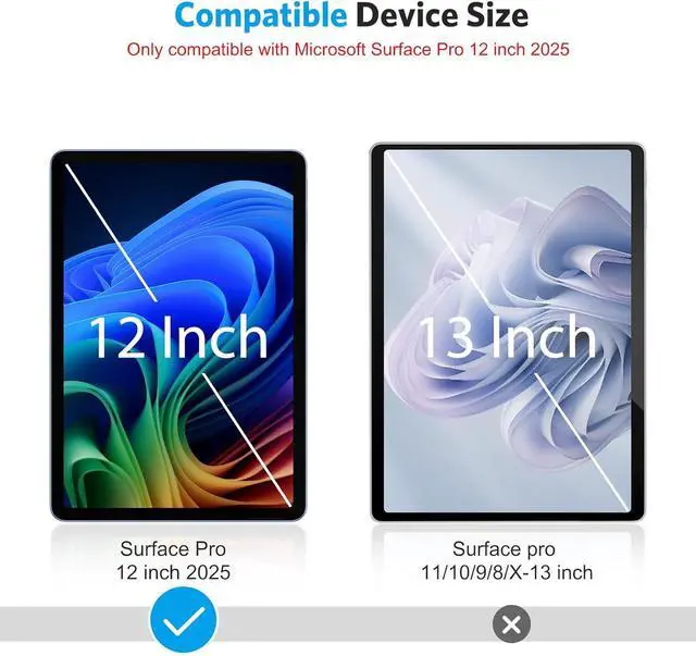 Alt view image 2 of 7 - Screen Protector for  Surface Pro 12 inch 2025 Tempered Glass/Case Friendly/Surface Pen Compatible 2 Pack
