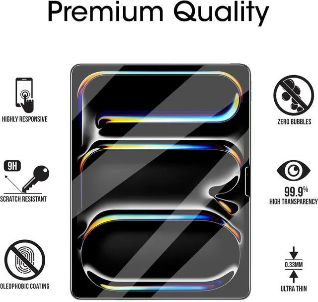 Alt view image 4 of 6 - Screen Protector for iPad Pro 13 inch OLED M4 iPad Air 13 inch M2 6 Generation [2024 Release] Tempered Glass [Face ID &  Pencil Pro & Case Compatible] [ Anti-Scratch] [99.99% HD Clear]
