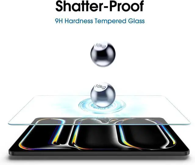 Alt view image 5 of 6 - Screen Protector for iPad Pro 13 inch OLED M4 iPad Air 13 inch M2 6 Generation [2024 Release] Tempered Glass [Face ID &  Pencil Pro & Case Compatible] [ Anti-Scratch] [99.99% HD Clear]