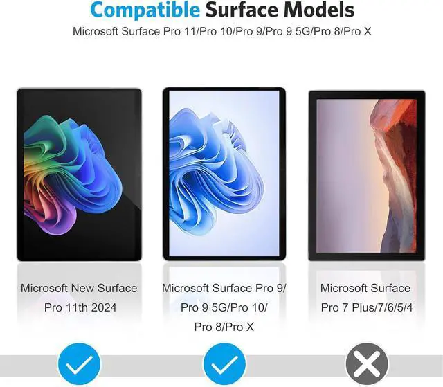 Alt view image 3 of 7 - 3 Pack Screen Protector for  Surface Pro 11 Pro 10 (2024)/Pro 9 (2022)/Pro 8 (2021)/Pro X-13 Inch Tempered Glass/Surface Pen Compatible