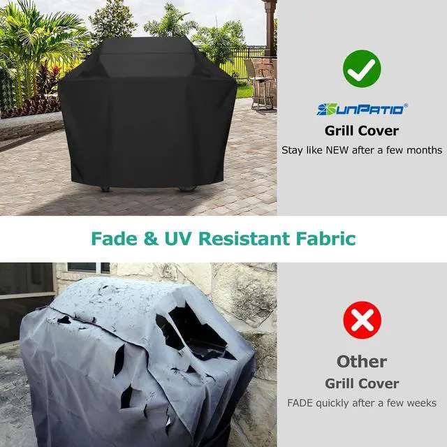 Alt view image 4 of 7 - Grill Cover 55 Inch Outdoor Heavy Duty Waterproof Barbecue Gas Cover UV & Fade Resistant All Weather Protection Compatible for Weber Charbroil Nexgrill Kenmore Grills and More Black