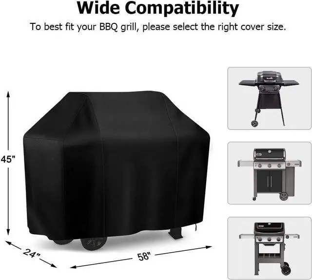 Alt view image 2 of 6 - Grill Cover 58 inch iCOVER Waterproof BBQ Gas Grill Cover Polyester Easy On/Off Dustproof Fade Resistant for Weber Char-Broil Nexgrill and More Grills