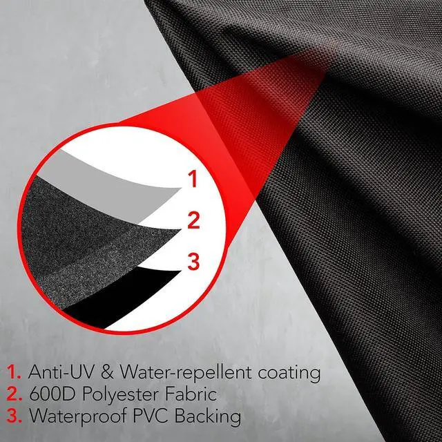 Alt view image 2 of 6 - Heavy Duty BBQ Grill Cover for Outdoor Grill 58 Inch  Waterproof Weather Resistant UV & Fade Resistant with Adjustable Straps  Gas Grill Cover for Weber Genesis Charbroil etc. Black