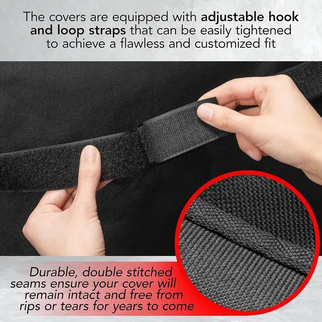 Alt view image 4 of 6 - Heavy Duty BBQ Grill Cover for Outdoor Grill 58 Inch  Waterproof Weather Resistant UV & Fade Resistant with Adjustable Straps  Gas Grill Cover for Weber Genesis Charbroil etc. Black