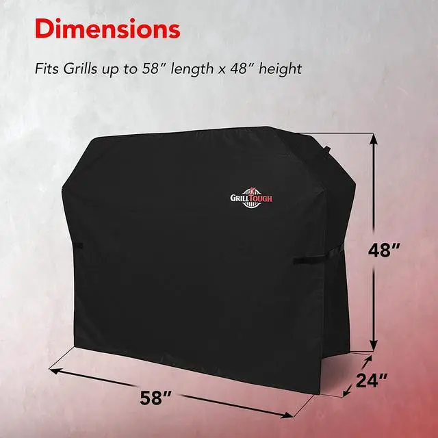 Alt view image 5 of 6 - Heavy Duty BBQ Grill Cover for Outdoor Grill 58 Inch  Waterproof Weather Resistant UV & Fade Resistant with Adjustable Straps  Gas Grill Cover for Weber Genesis Charbroil etc. Black