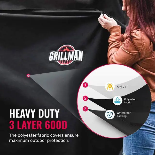 Alt view image 4 of 7 - Grill Cover by Black 58 Inch BBQ Outdoor Grill Covers Charcoal & Gas Grills Waterproof Rip-Proof Weather-Resistant Anti-UV Barbecue Cover for Weber Genesis Charbroil Nexgrill etc