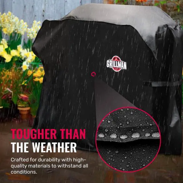 Alt view image 5 of 7 - Grill Cover by Black 58 Inch BBQ Outdoor Grill Covers Charcoal & Gas Grills Waterproof Rip-Proof Weather-Resistant Anti-UV Barbecue Cover for Weber Genesis Charbroil Nexgrill etc
