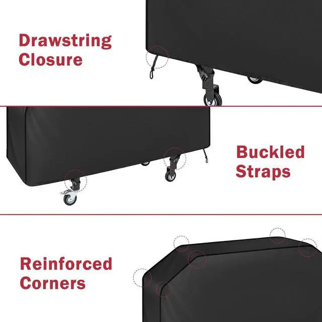 Alt view image 2 of 7 - iCOVER Grill Cover 55in 600D Heavy Duty with Mesh Air Vent Waterproof Barbecue Gas Smoker Covers UV and Fade Resistant Fits Weber Char-Broil Nexgrill Brinkmann and More