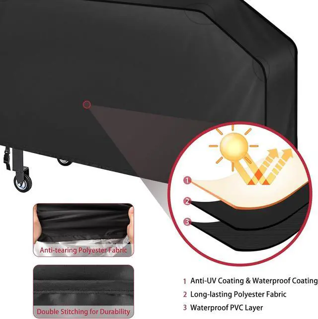 Alt view image 3 of 7 - iCOVER Grill Cover 55in 600D Heavy Duty with Mesh Air Vent Waterproof Barbecue Gas Smoker Covers UV and Fade Resistant Fits Weber Char-Broil Nexgrill Brinkmann and More