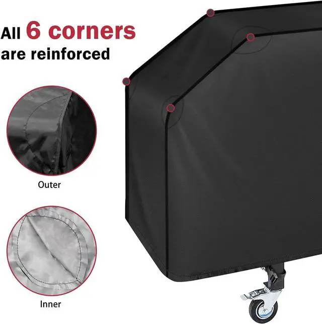 Alt view image 4 of 7 - iCOVER Grill Cover 55in 600D Heavy Duty with Mesh Air Vent Waterproof Barbecue Gas Smoker Covers UV and Fade Resistant Fits Weber Char-Broil Nexgrill Brinkmann and More