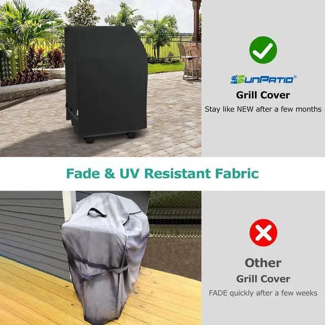Alt view image 3 of 7 - 2 Burner Gas Grill Cover 32 inch Heavy Duty Waterproof Small BBQ Grilling Cover Compatible for Weber Char-Broil Nexgrill and More Grills with Collapsed Side Tables All Weather Protection