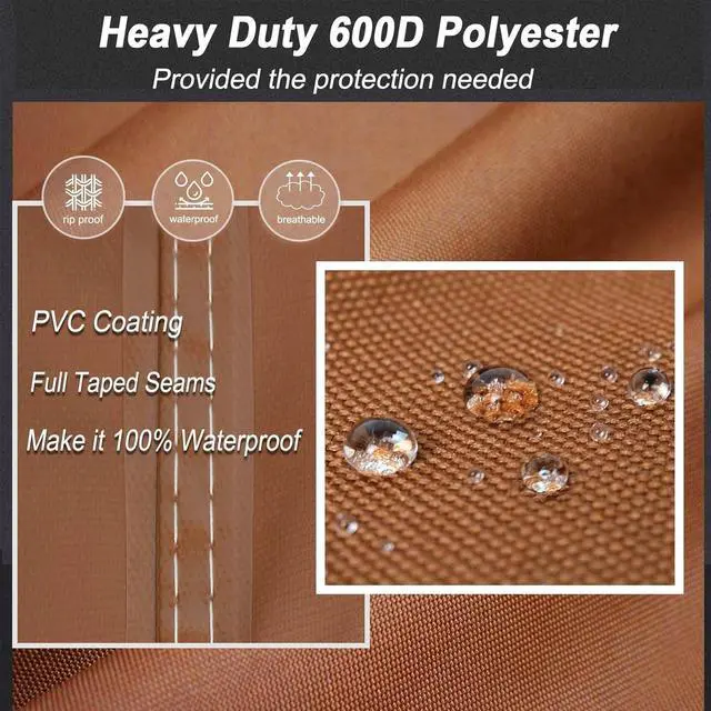 Alt view image 2 of 7 - Gas BBQ Grill Cover 52 Inch 2-3 Burner 600D Heavy Duty Waterproof Outdoor Barbecue Cover for Weber Char-Broil Brinkmann Nexgrill Grills and More Brown
